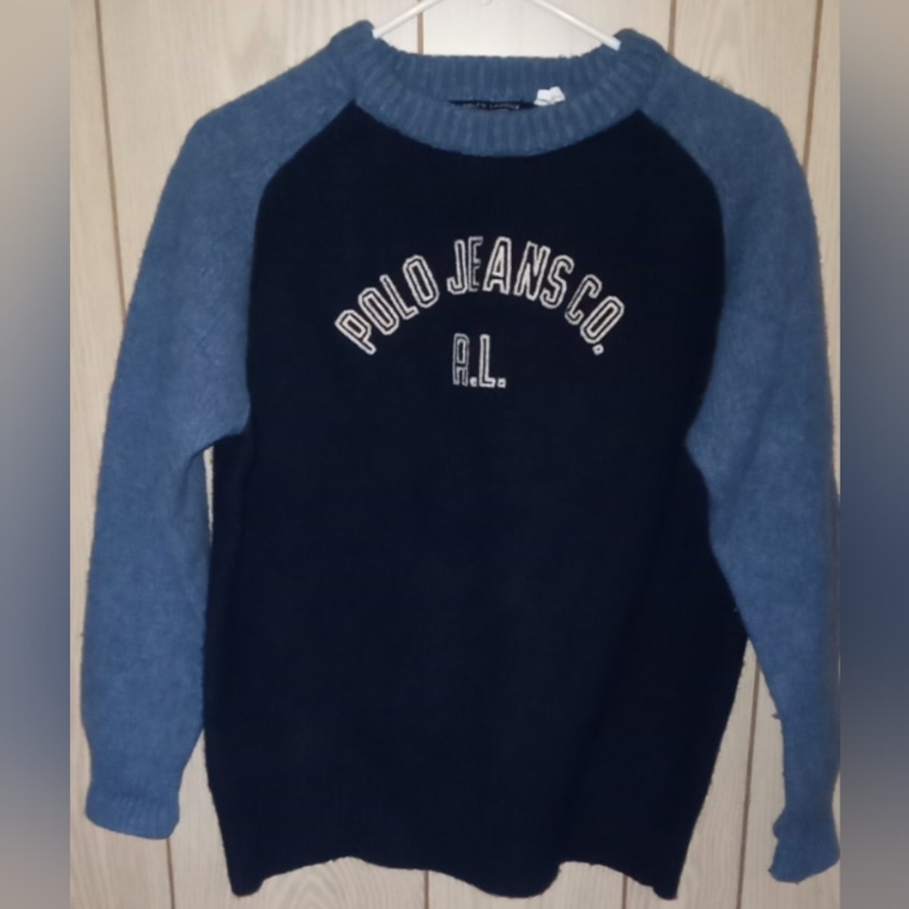 Vintage 90s Polo Ralph Lauren Sweater Mens Navy RARE DryCleanOnly
